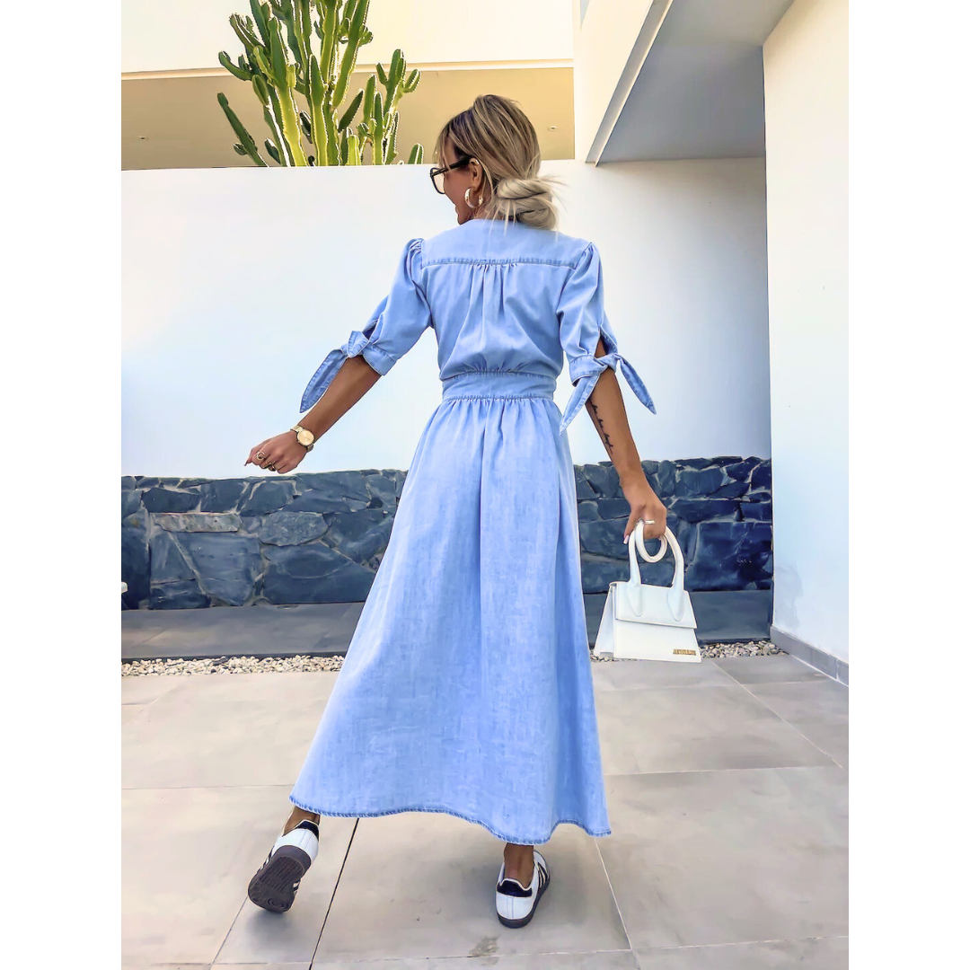 MELY – Elegant V-Neck Midi Dress