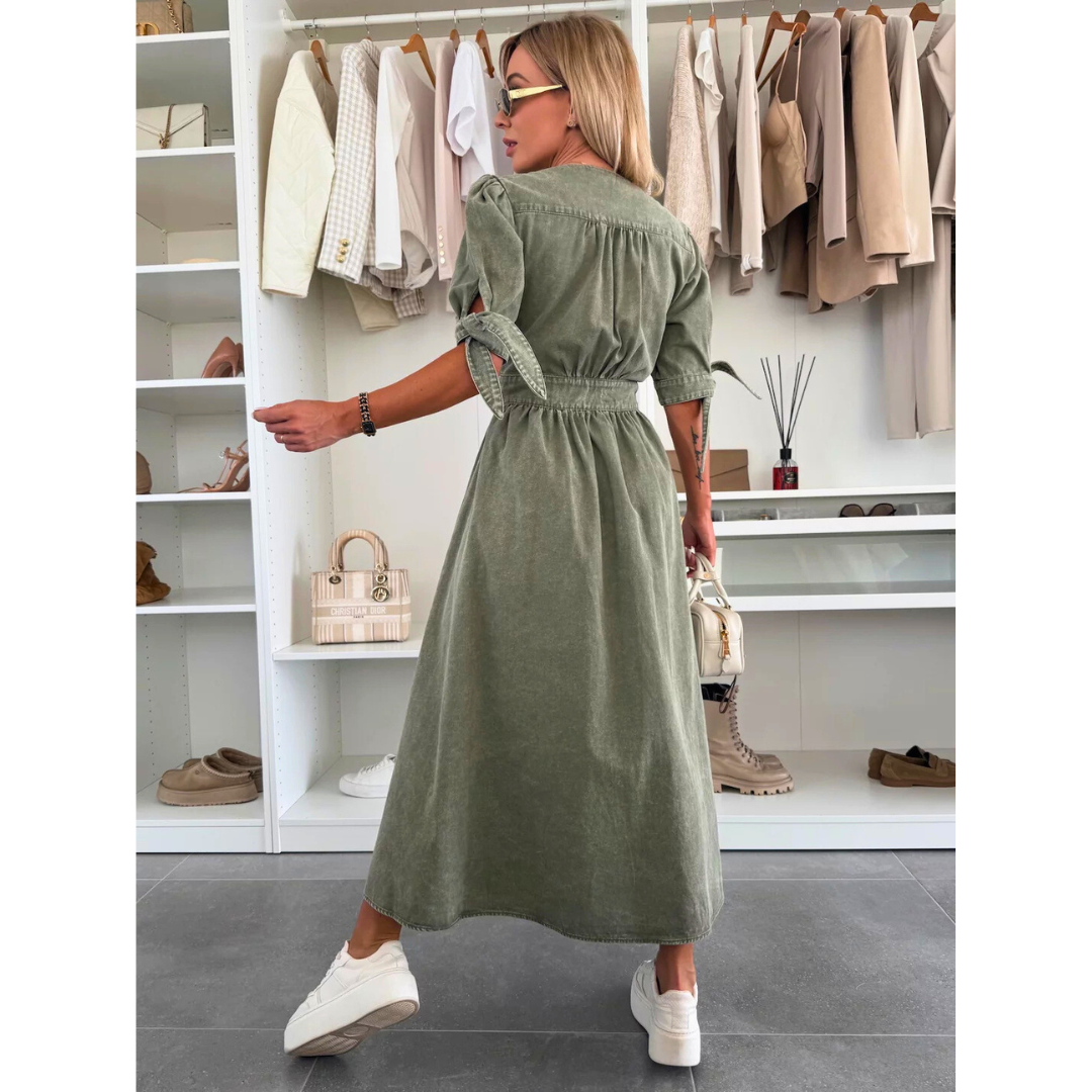 MELY – Elegant V-Neck Midi Dress