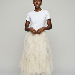 AZELITH | Elegant Relaxed Skirt in White