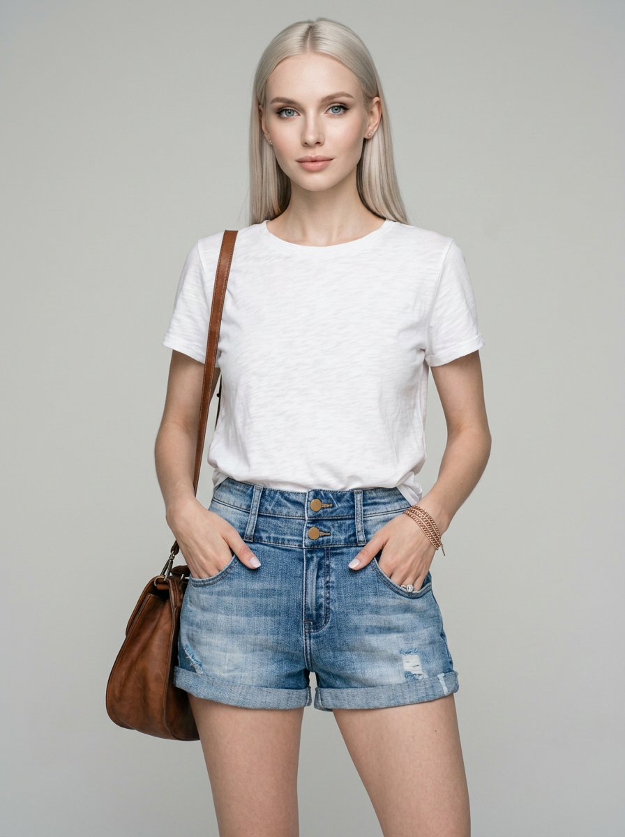 JOLYNE - Casual Button-Up Denim Shorts