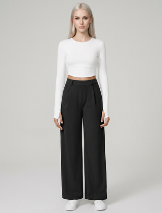 Black CHARMIE high-waist straight-leg pants