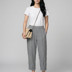 Black FLORIANE boho stripe pants