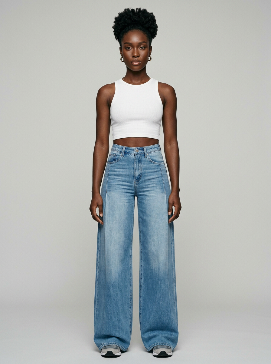 Blue HAILEY wide-leg pants
