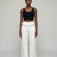 PAISLEY Elegant Ruffle-Trimmed Wide-Leg Jeans