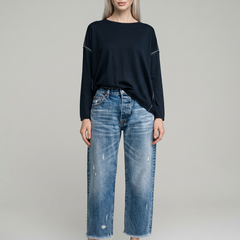 ANASTASIA Retro Straight Leg Jeans in Classic Blue