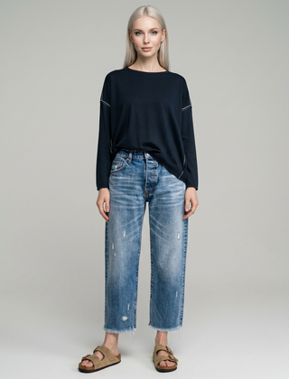 ANASTASIA Retro Straight Leg Jeans in Classic Blue