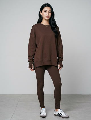 CATCHY long sleeve sweatshirt and pants set in brown