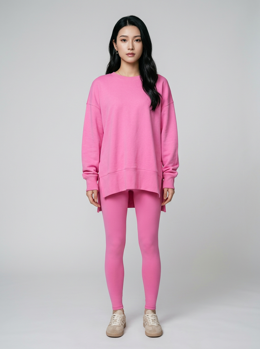 CATCHY long sleeve sweatshirt and pants set in pink
