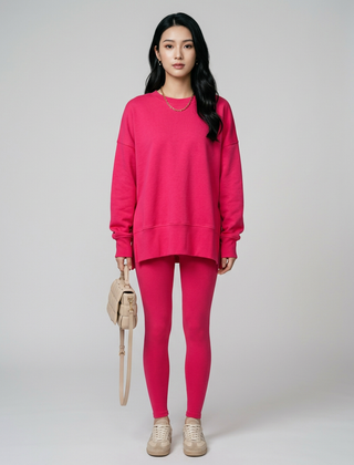 CATCHY long sleeve sweatshirt and pants set in red