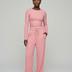 CASIDY long sleeve top and wide leg pants set in pink