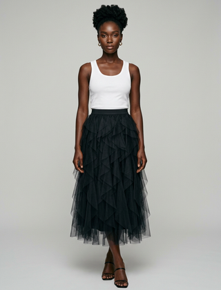 AZELITH | Elegant Relaxed Skirt in Black