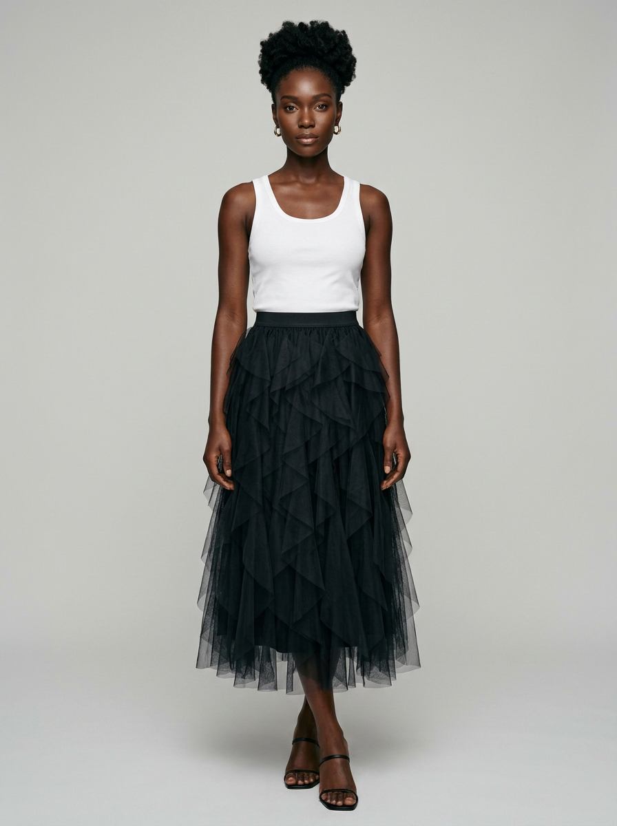 AZELITH | Elegant Relaxed Skirt in Black