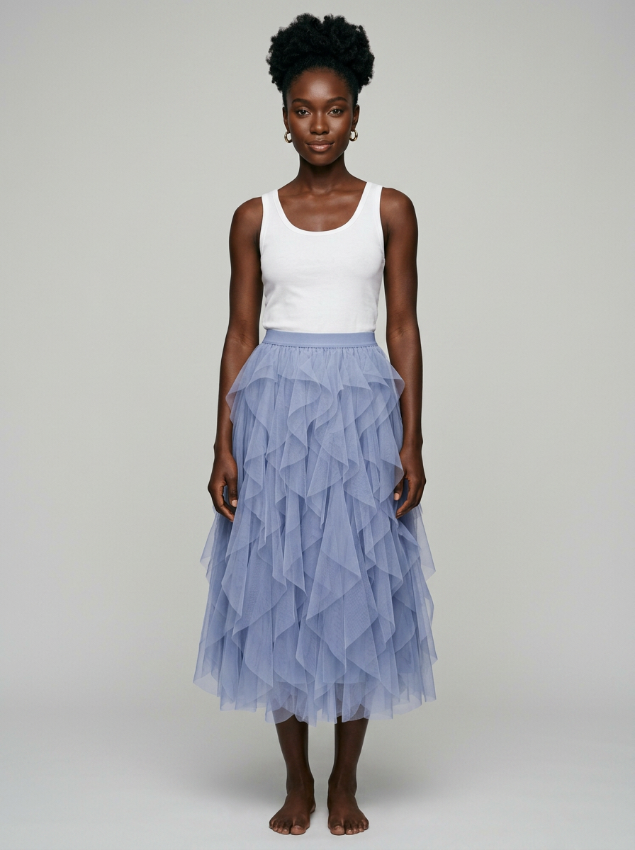 AZELITH | Elegant Relaxed Skirt in Light Blue