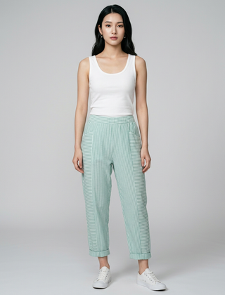 Green FLORIANE boho stripe pants