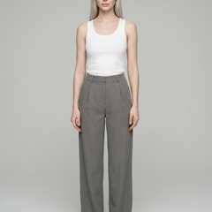 Gray CHARMIE high-waist straight-leg pants