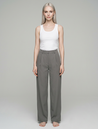 Gray CHARMIE high-waist straight-leg pants