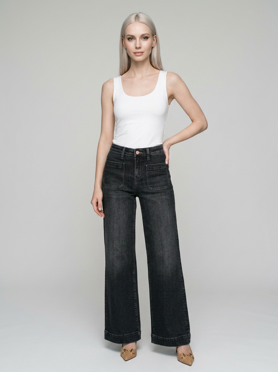 LOVIA Classic Retro Slim Fit High Waist Jeans in Black