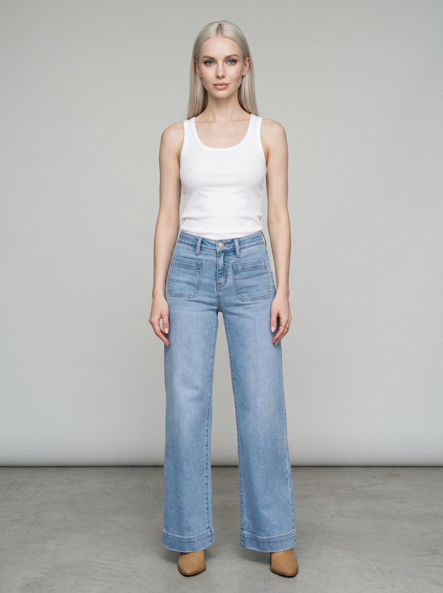 LOVIA Classic Retro Slim Fit High Waist Jeans in Light Blue