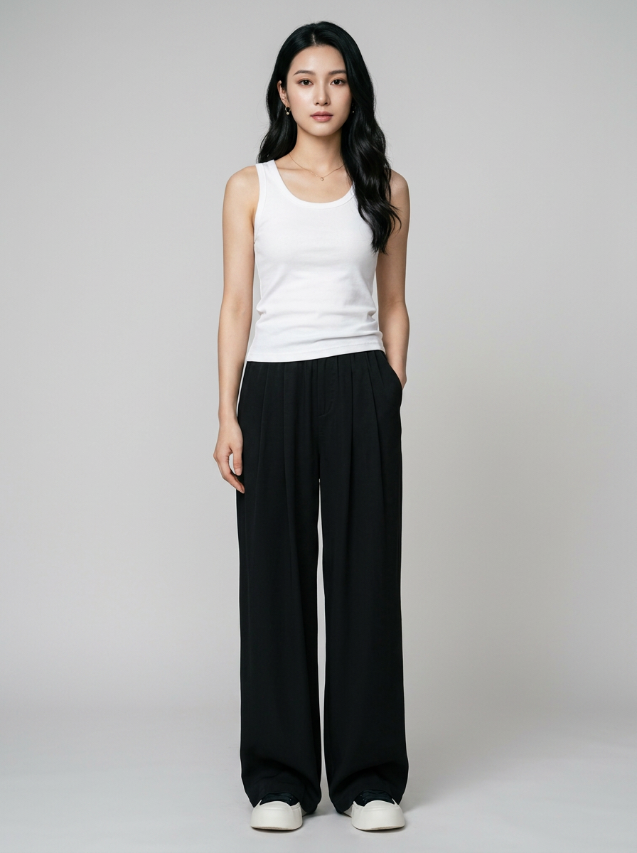 Black (Small) ZINNA high-waist wide flow pants