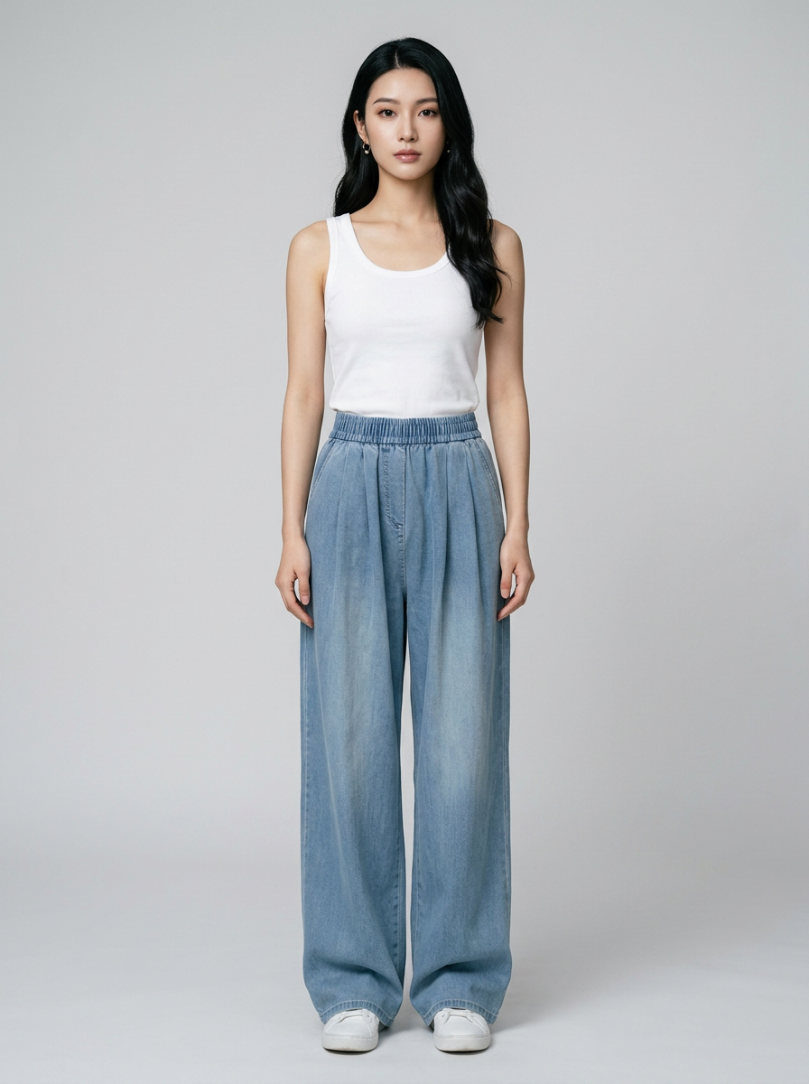 Retro Blue (Tall) ZINNA high-waist wide flow pants