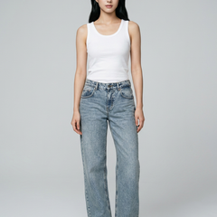 SYLVAINE Vintage Casual Baggy Jeans in Vintage Blue