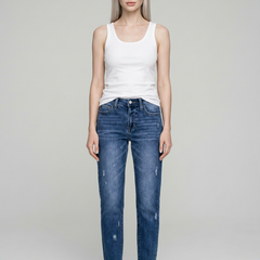ANASTASIA Retro Straight Leg Jeans in Dark Blue