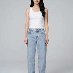 SYLVAINE Vintage Casual Baggy Jeans in Baby Blue