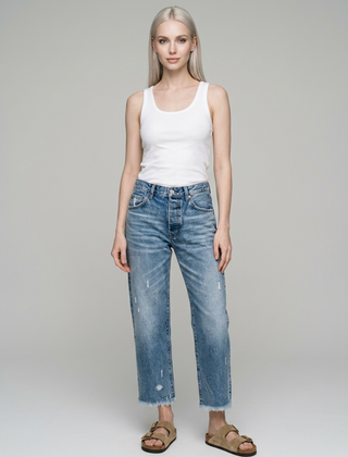 ANASTASIA Retro Straight Leg Jeans in Light Blue