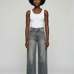 Gray HAILEY wide-leg pants