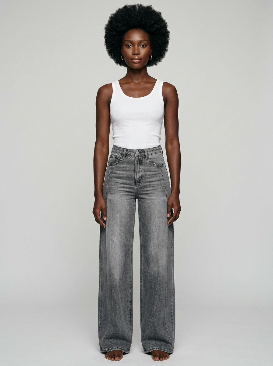 Gray HAILEY wide-leg pants