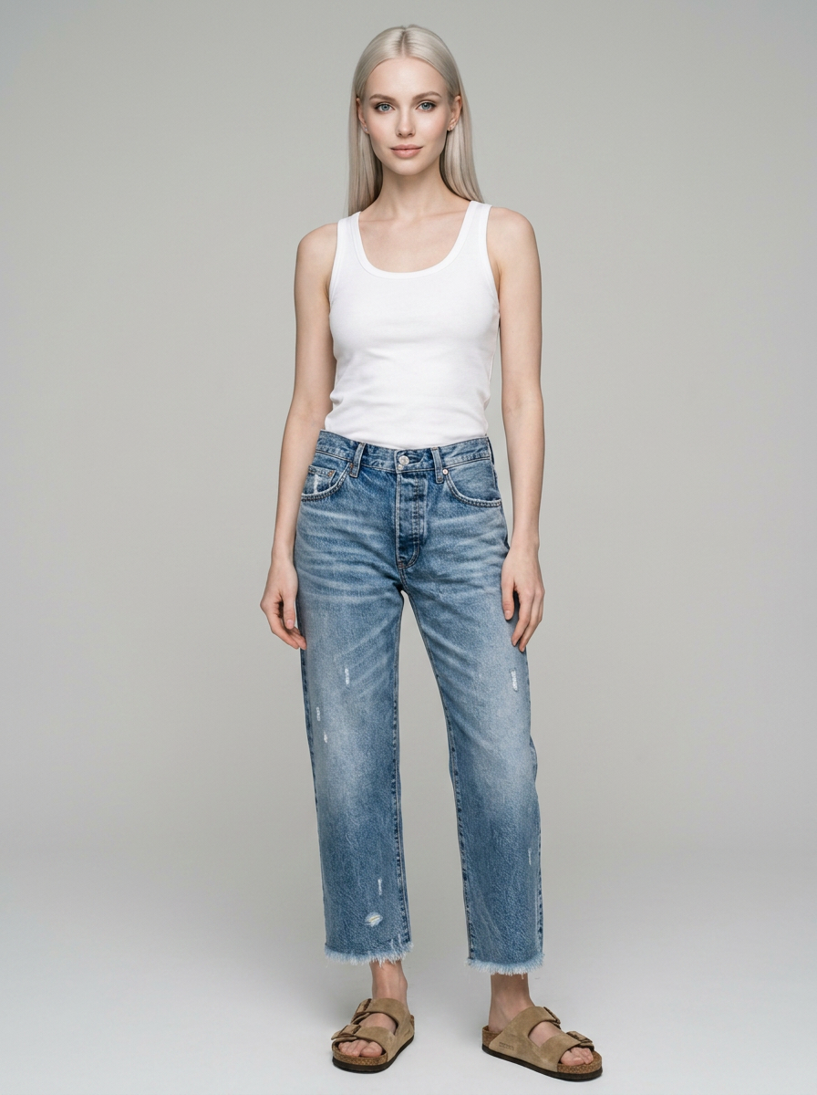 ANASTASIA Retro Straight Leg Jeans in Vintage Blue