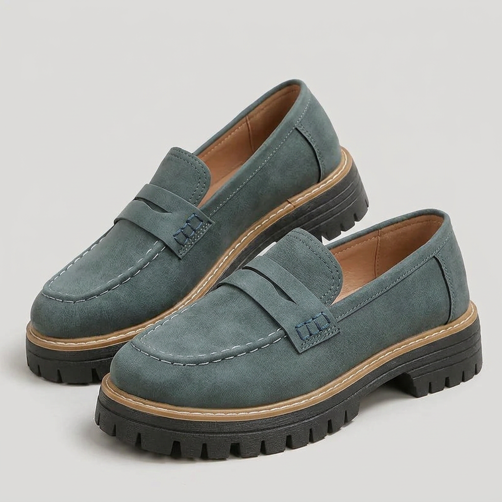 LIYA Classic Slip-On Breathable Loafers in Green