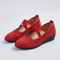 MARA Comfy Closed Wedge Slip-On Shoes in Red