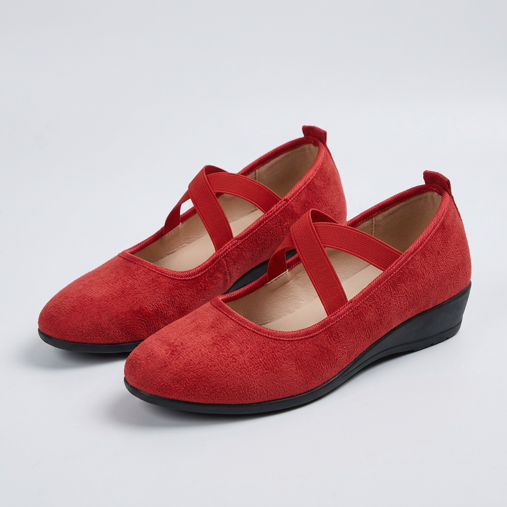 MARA Comfy Closed Wedge Slip-On Shoes in Red