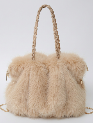 CHARLOTTE Plush Velvet Shoulder Tote in Khaki Gray
