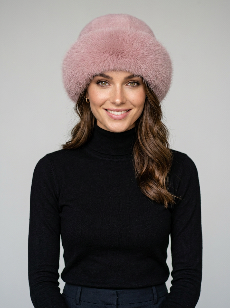 SOFIE - Elegant Cozy Hat - Pink - with model