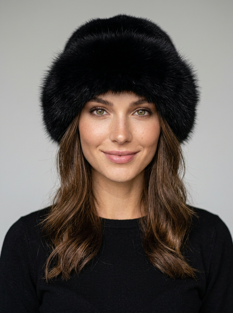 SOFIE - Elegant Cozy Hat - Black - with model