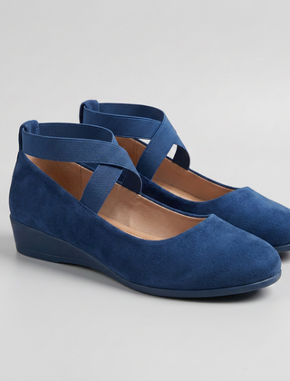 MARA Comfy Closed Wedge Slip-On Shoes in Blue