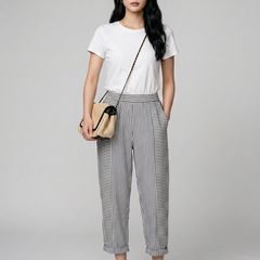 Grey FLORIANE boho stripe pants