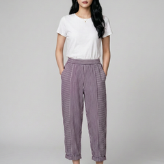 Purple FLORIANE boho stripe pants