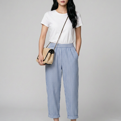 Blue FLORIANE boho stripe pants