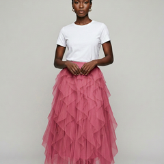 AZELITH | Elegant Relaxed Skirt in Dark Pink
