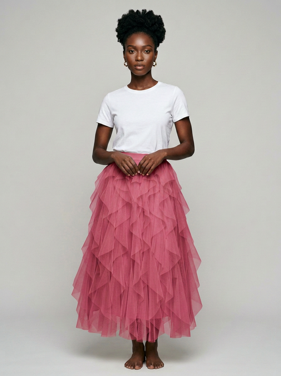 AZELITH | Elegant Relaxed Skirt in Dark Pink