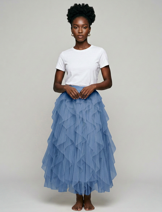 AZELITH | Elegant Relaxed Skirt in Blue