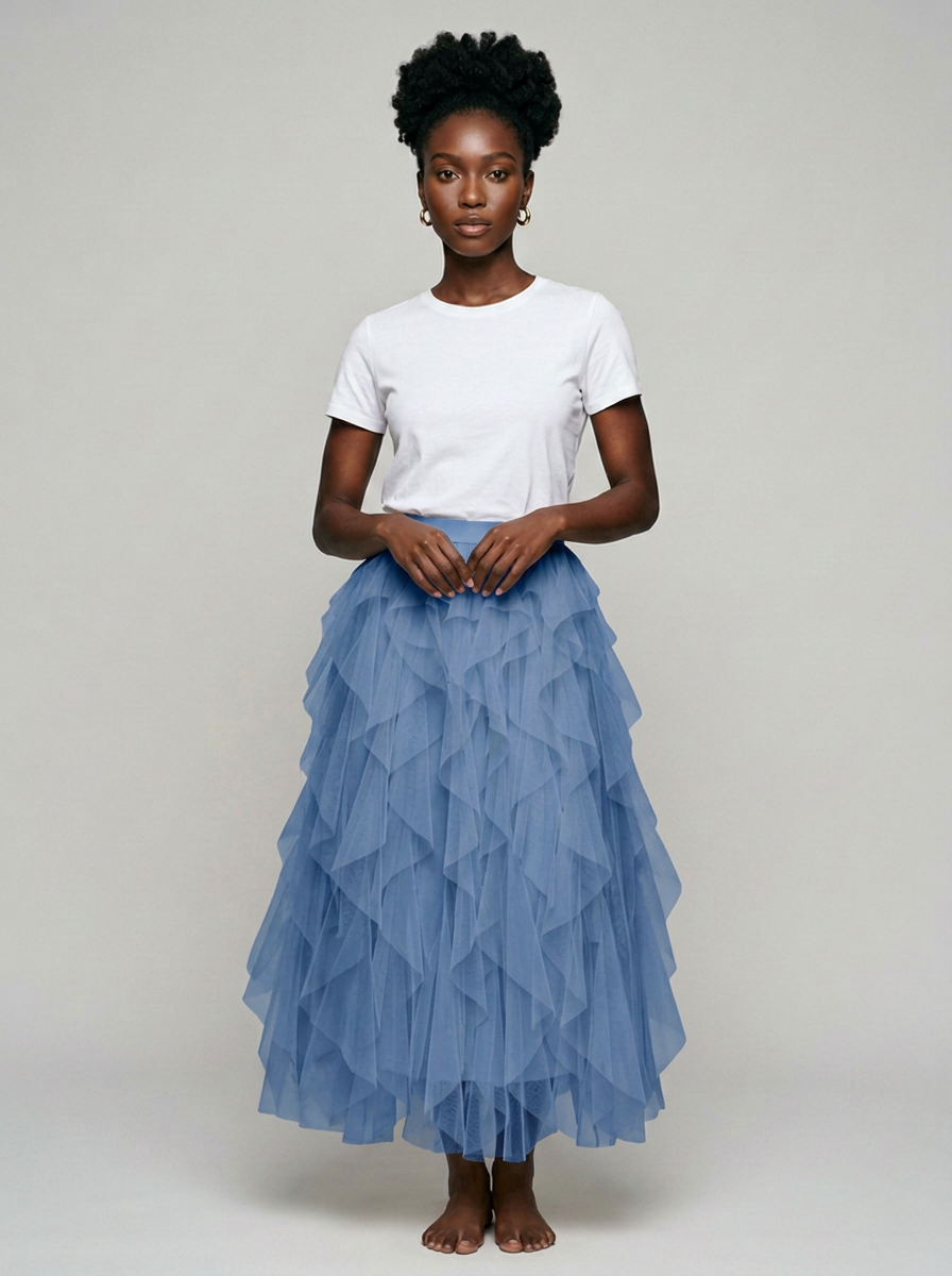 AZELITH | Elegant Relaxed Skirt in Blue