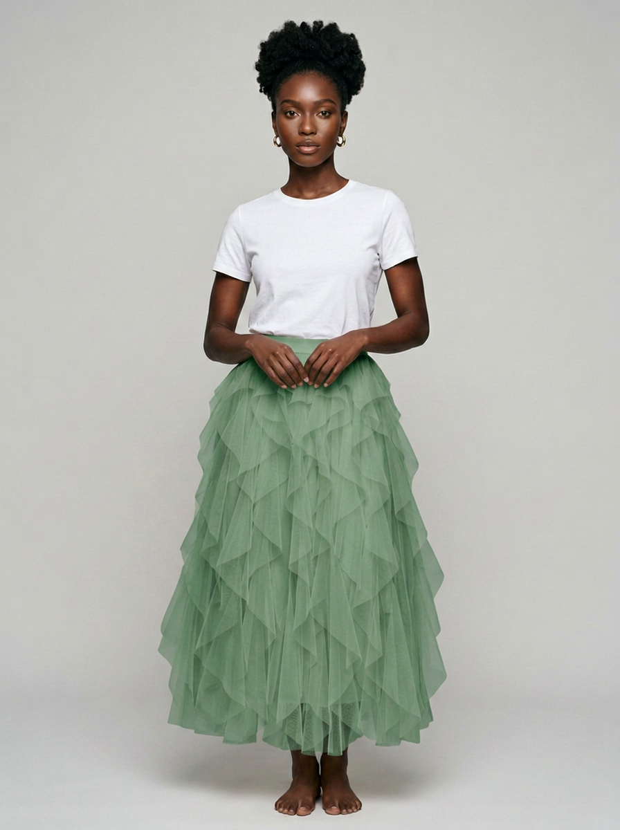 AZELITH | Elegant Relaxed Skirt in Green