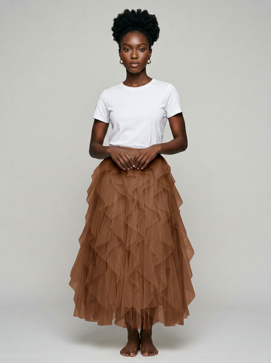AZELITH | Elegant Relaxed Skirt in Brown