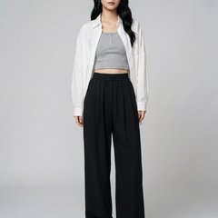 Black (Tall) ZINNA high-waist wide flow pants