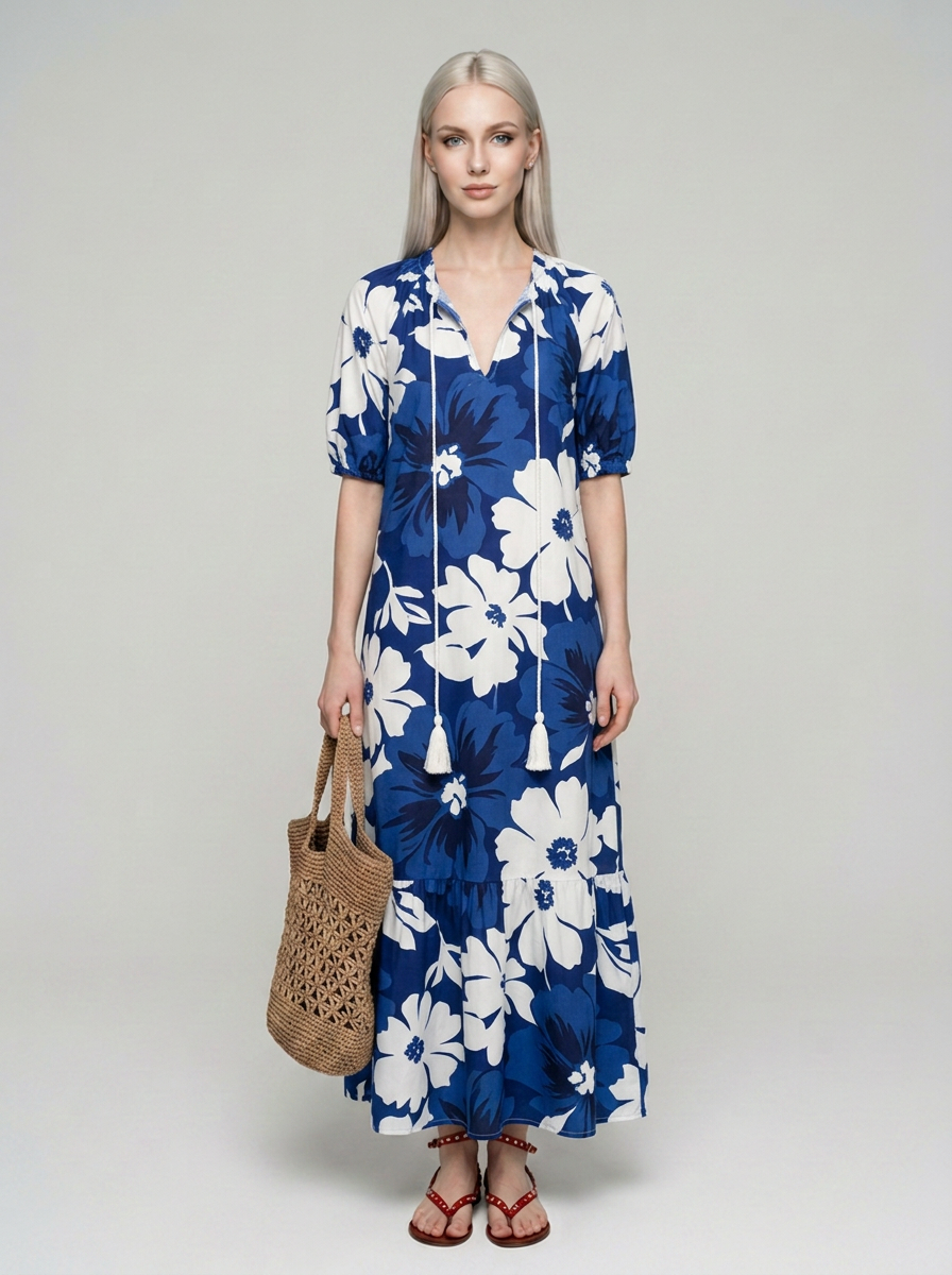 SUZY vintage-print summer dress in a floral pattern