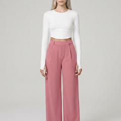 Pink CHARMIE high-waist straight-leg pants